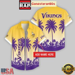 Custom Name Minnesota Vikings Flowers Hawaiian Shirt For Fans