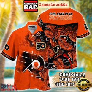 Custom Name Philadelphia Flyers Tropical Shadow Summer Hawaiian Shirt