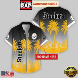Custom Name Pittsburgh Steelers Flowers Hawaiian Shirt For Fans
