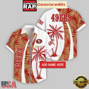 Custom Name San Francisco 49ers Coconut Pattern Hawaiian Shirt For Fans