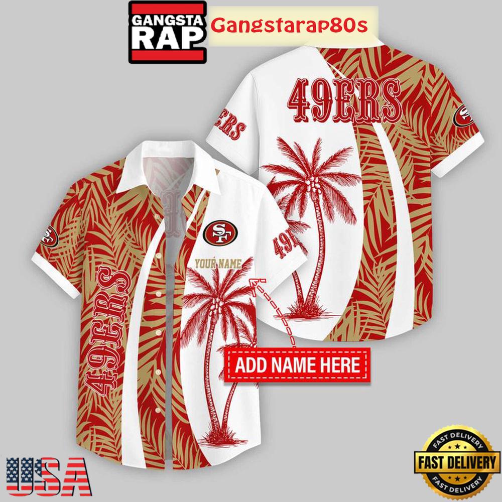 Custom Name San Francisco 49ers Coconut Pattern Hawaiian Shirt For Fans