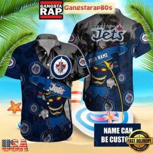 Custom Name Winnipeg Jets Surfing Spirit Summer Hawaiian Shirt