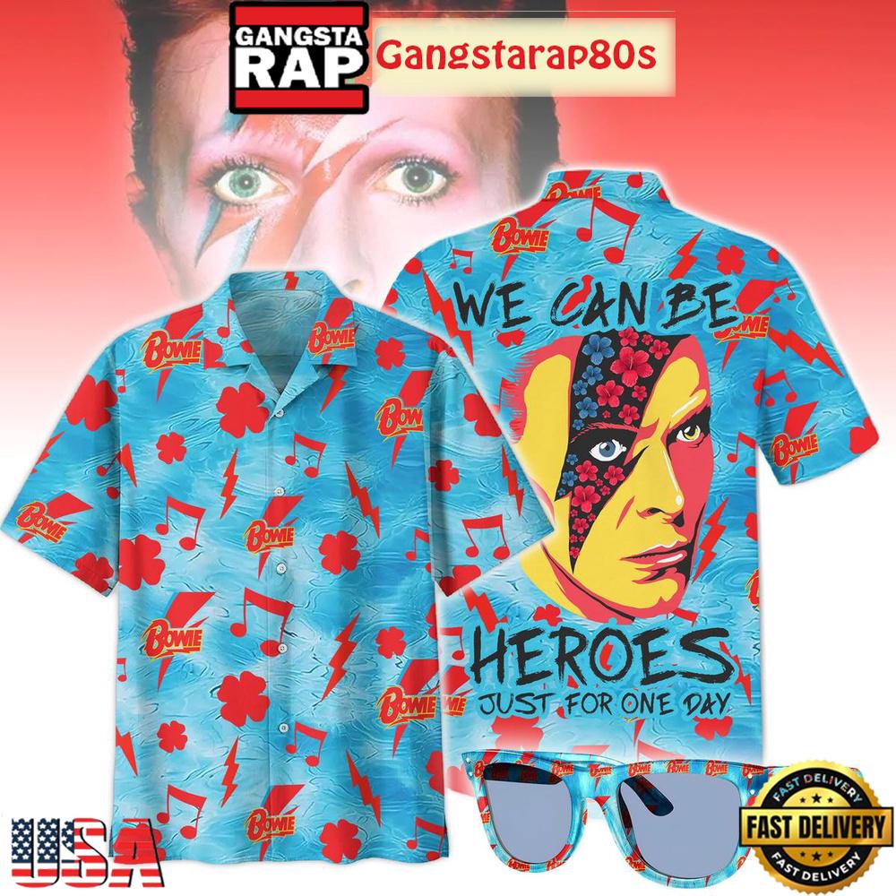 David Bowie We Can Be Heroes Just For One Day Aloha Hawaiian Shirt David Bowie We Can Be Heroes Just For One Day Aloha Hawaiian Shirt