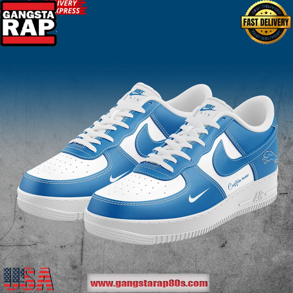 Detroit Lions Football Custom Nike Air Force 1 Running Sneakers Shoes