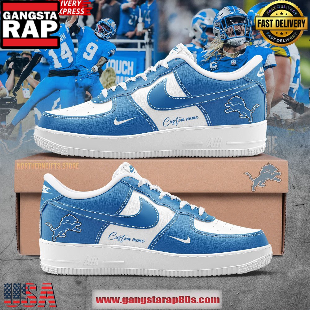 Detroit Lions Football Custom Nike Air Force 1 Running Sneakers Shoes