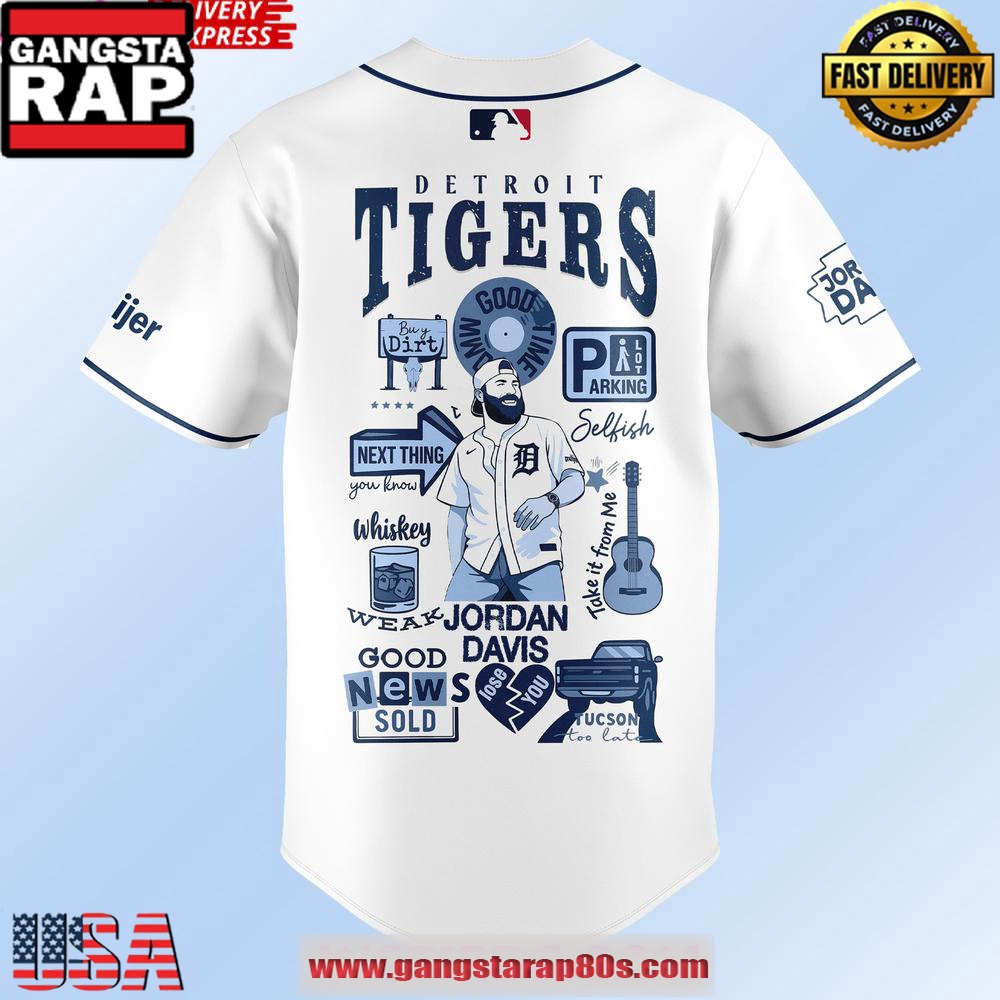 Detroit Tigers x Jordan Davis Music Baseball Jersey Shirt Detroit Tigers x Jordan Davis Music Baseball Jersey Shirt