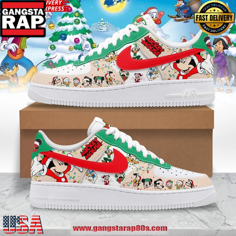 Disney Mickey Mouse Happy Christmas Limited Edition Air Force 1 Running Sneakers Shoes