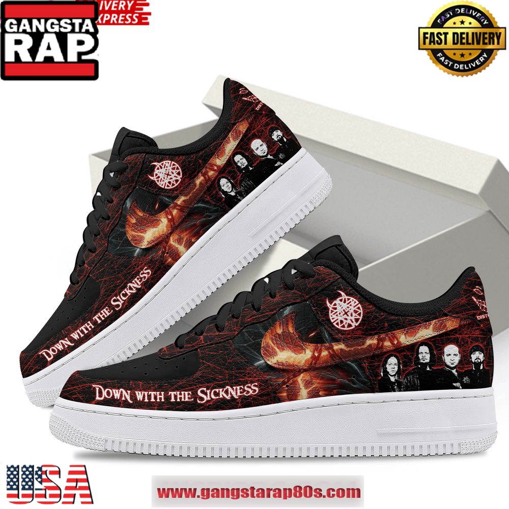 Disturbed Down with the Sickness 25th Anniversary Air Force 1 Running Sneakers Shoes