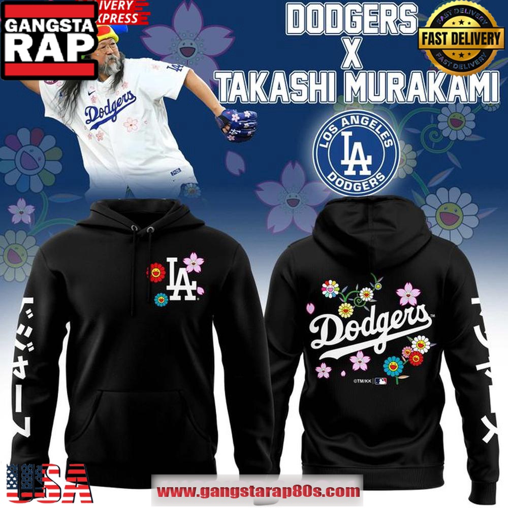 Dodgers x Takashi Murakami 2025 MLB Black Unisex Hoodie