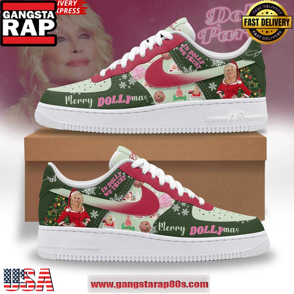Dolly Parton Merry Dollymas Limited Edition Air Force 1 Running Sneakers Shoes