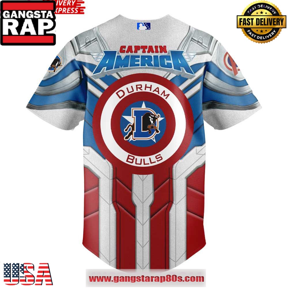 Durham Bulls x Captain America Limited Edition Baseball Jersey Shirt Durham Bulls x Captain America Limited Edition Baseball Jersey Shirt