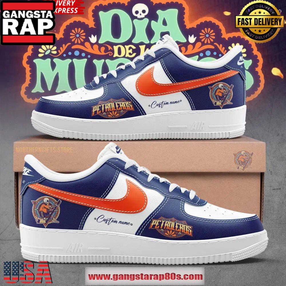 Edmonton Oilers Dia de los Muertos Air Force 1 Running Sneakers