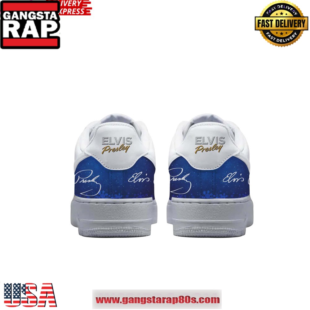 Elvis Presley Blue Christmas Holiday Air Force 1 Running Sneakers Shoes