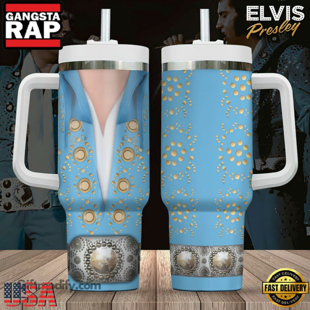 Elvis Presley Iconic Outfit Music Custom Stanley Quencher 40oz Stainless Steel
