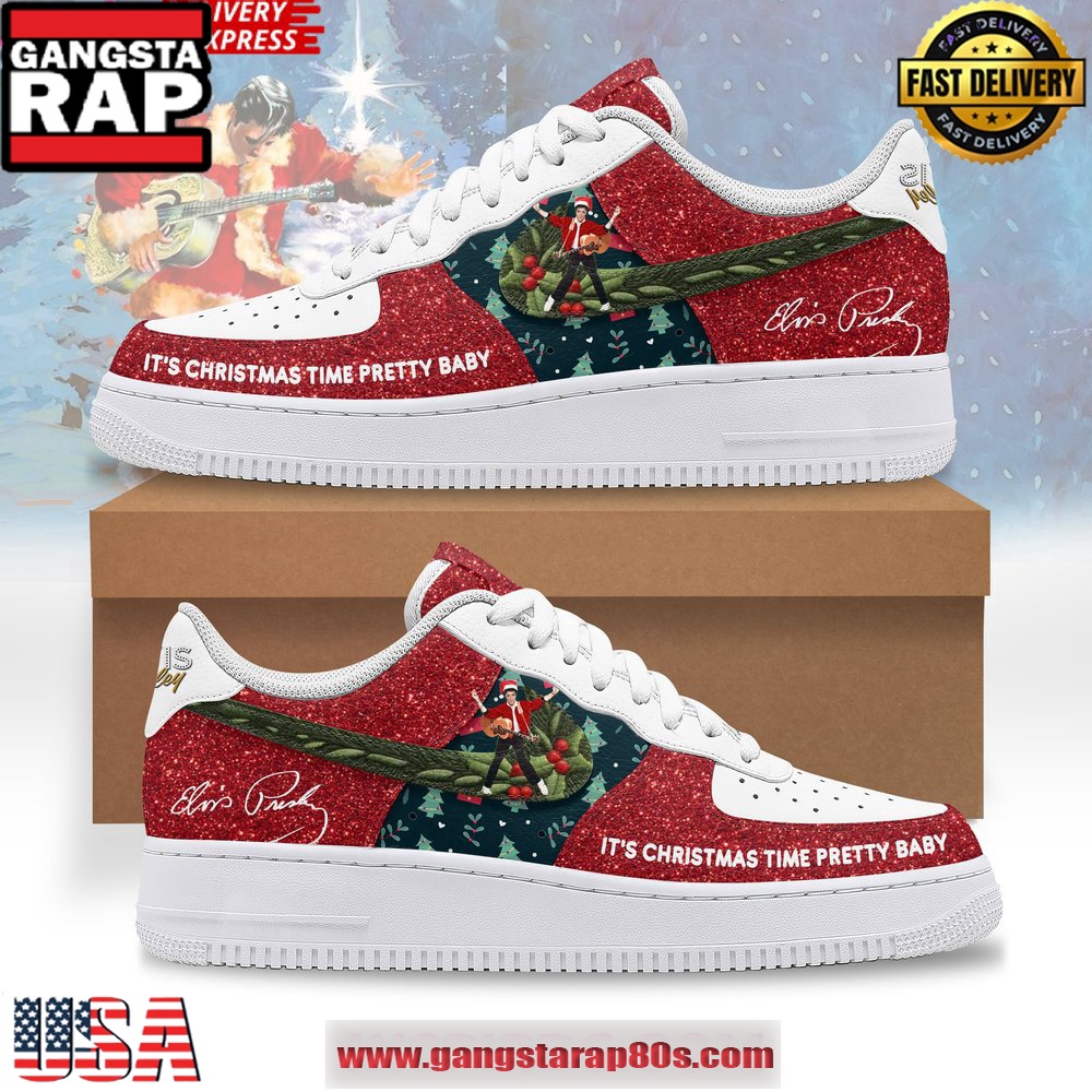 Elvis Presley It's Christmas Time Pretty Baby Air Force 1 Running Sneakers Shoes