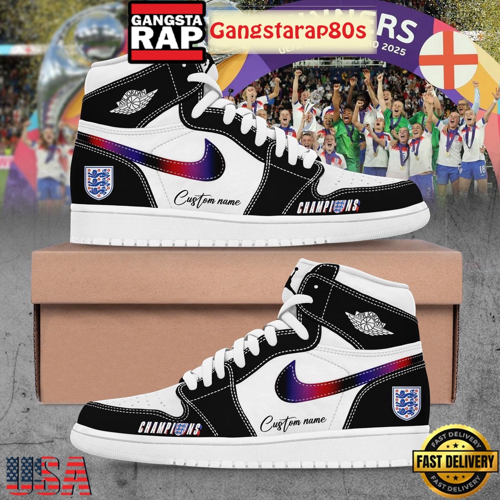 England Make History UEFA Champions 2025 Custom Air Jordan