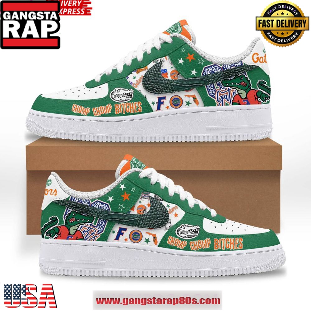 Florida Gators Chomp Chomp Bitches Air Force 1 Running Sneakers Shoes