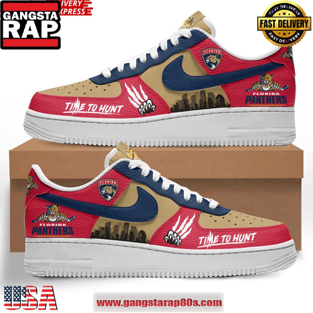 Florida Panthers Time To Hunt Limited Edition Air Force 1 Running Sneakers Shoes