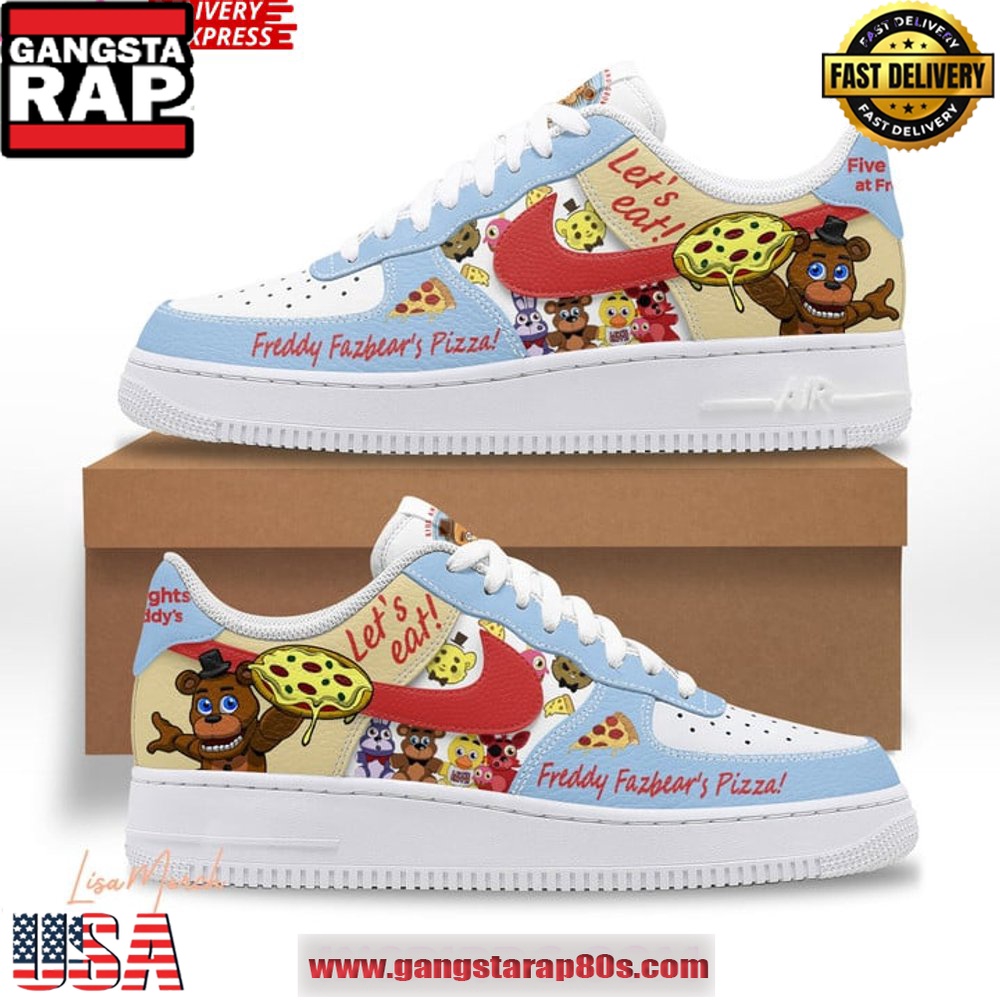 Freddy Fazbear’s Pizza Limited Edition Air Force 1 Running Sneakers Shoes Freddy Fazbear’s Pizza Limited Edition Air Force 1 Running Sneakers Shoes