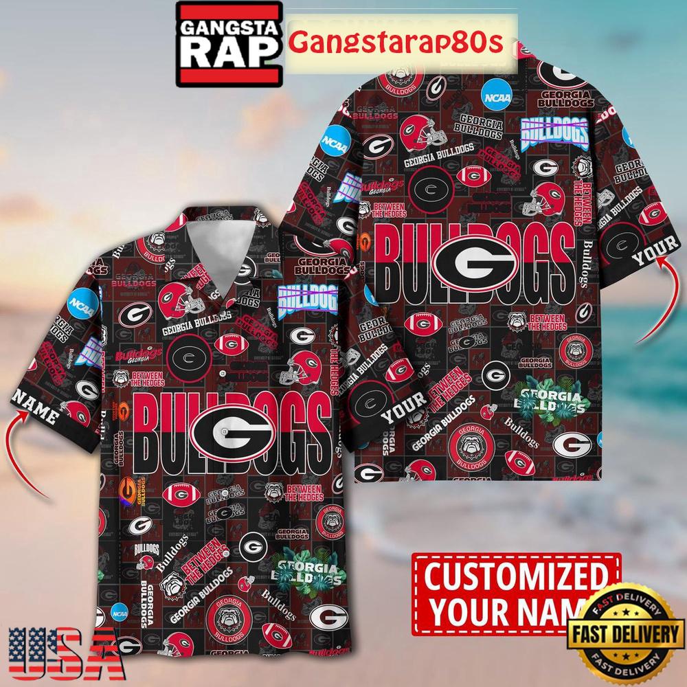 Georgia Bulldogs Solgan Between The Hedges True Fan Spirit Custom Name Aloha Hawaiian Shirt