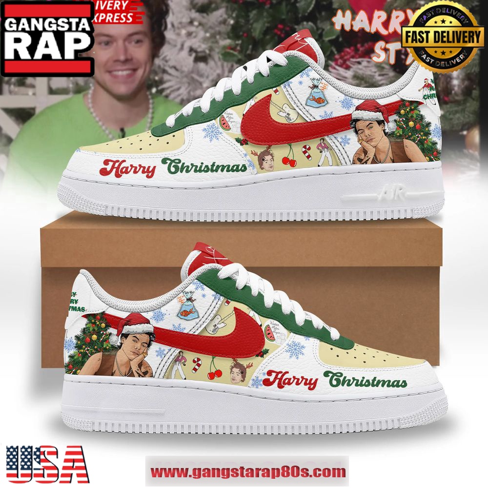 Harry Styles Merry Christmas Limited Edition Air Force 1 Running Sneakers Shoes Harry Styles Merry Christmas Limited Edition Air Force 1 Running Sneakers Shoes