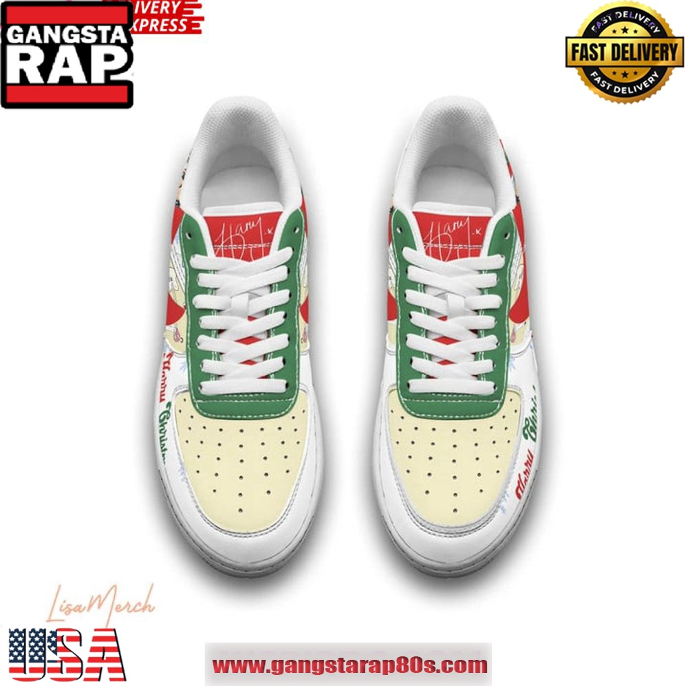Harry Styles Merry Christmas Limited Edition Air Force 1 Running Sneakers Shoes Harry Styles Merry Christmas Limited Edition Air Force 1 Running Sneakers Shoes