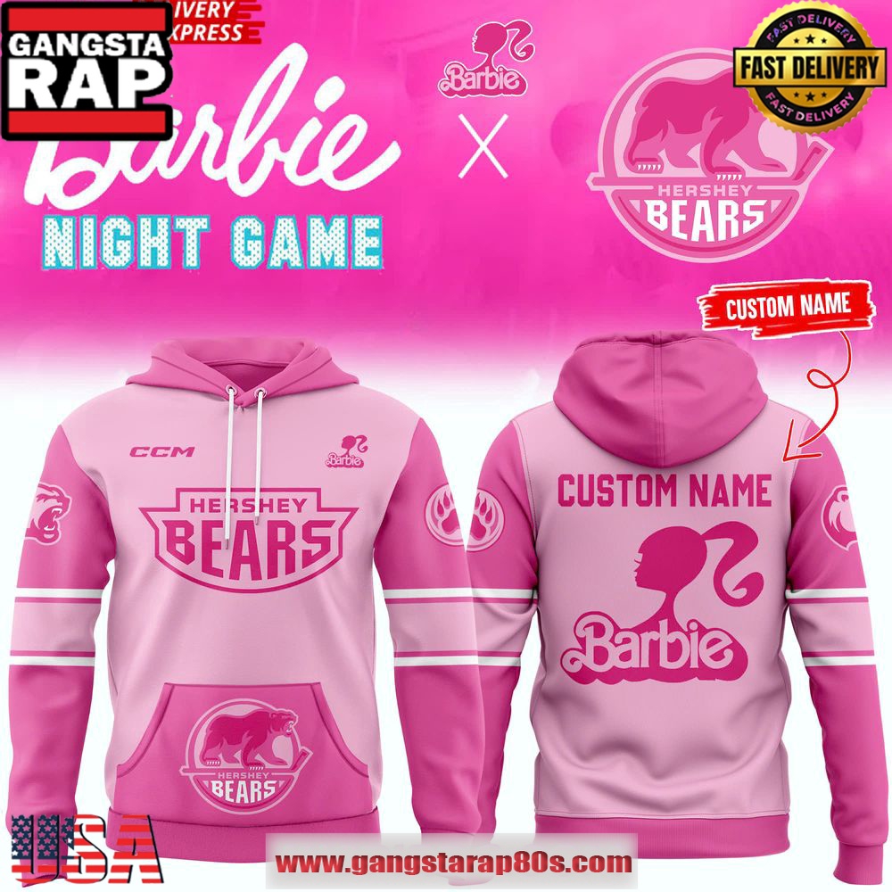 Hershey Bears Barbie Night Game 2025 All Over Print Hoodie Hershey Bears Barbie Night Game 2025 All Over Print Hoodie
