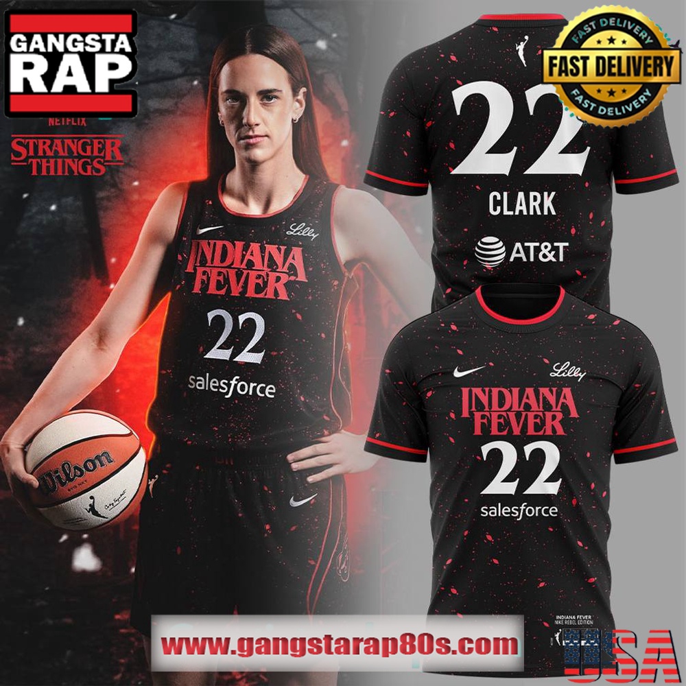 Indiana Fever 22 Caitlin Clark x Stranger Things Special T Shirt