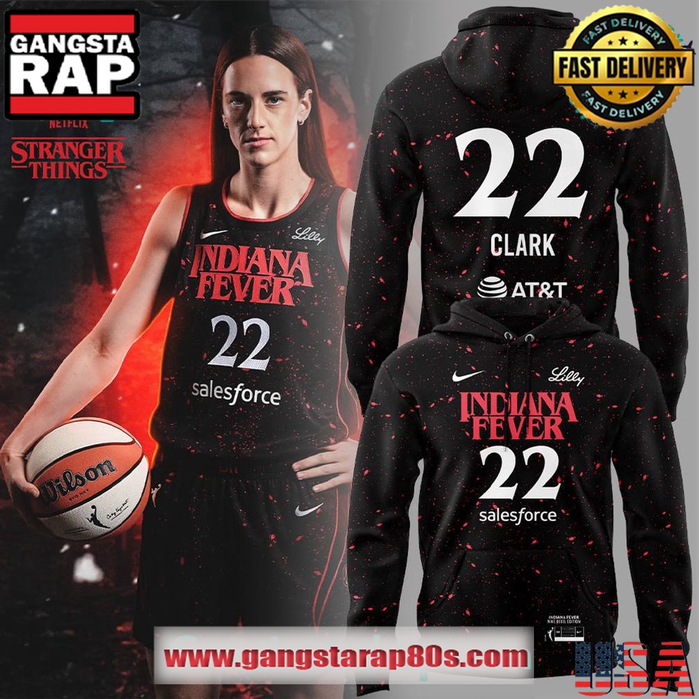Indiana Fever 22 Caitlin Clark x Stranger Things Unisex Hoodie