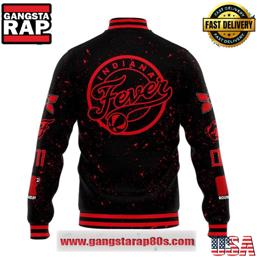 Indiana Fever x Stranger Things Rebel Swingman Limited Edition Baseball Jacket Indiana Fever x Stranger Things Rebel Swingman Limited Edition Baseball Jacket