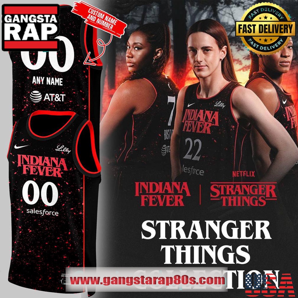 Indiana Fever x Stranger Things Rebel Swingman Limited Edition Black Basketball Jersey