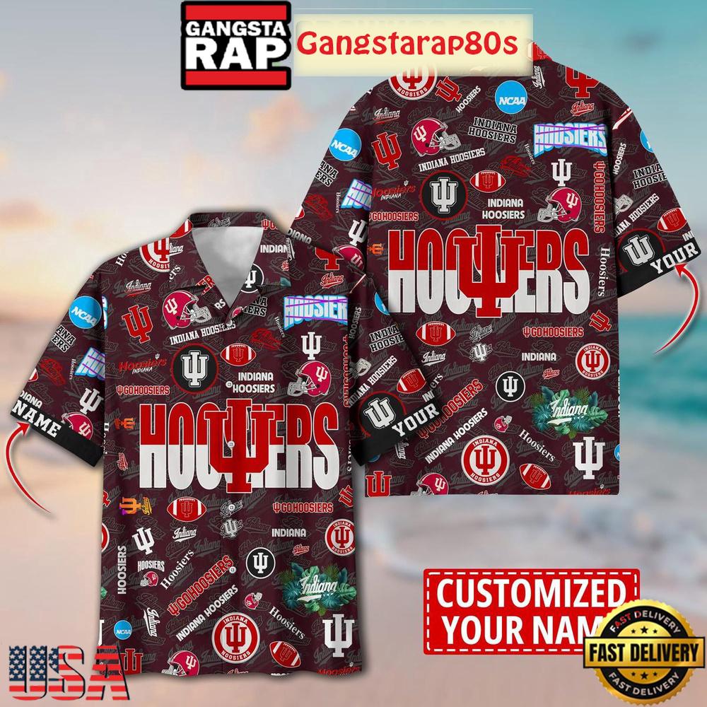 Indiana Hoosiers Solgan Go Hoosiers True Fan Spirit Custom Name Aloha Hawaiian Shirt