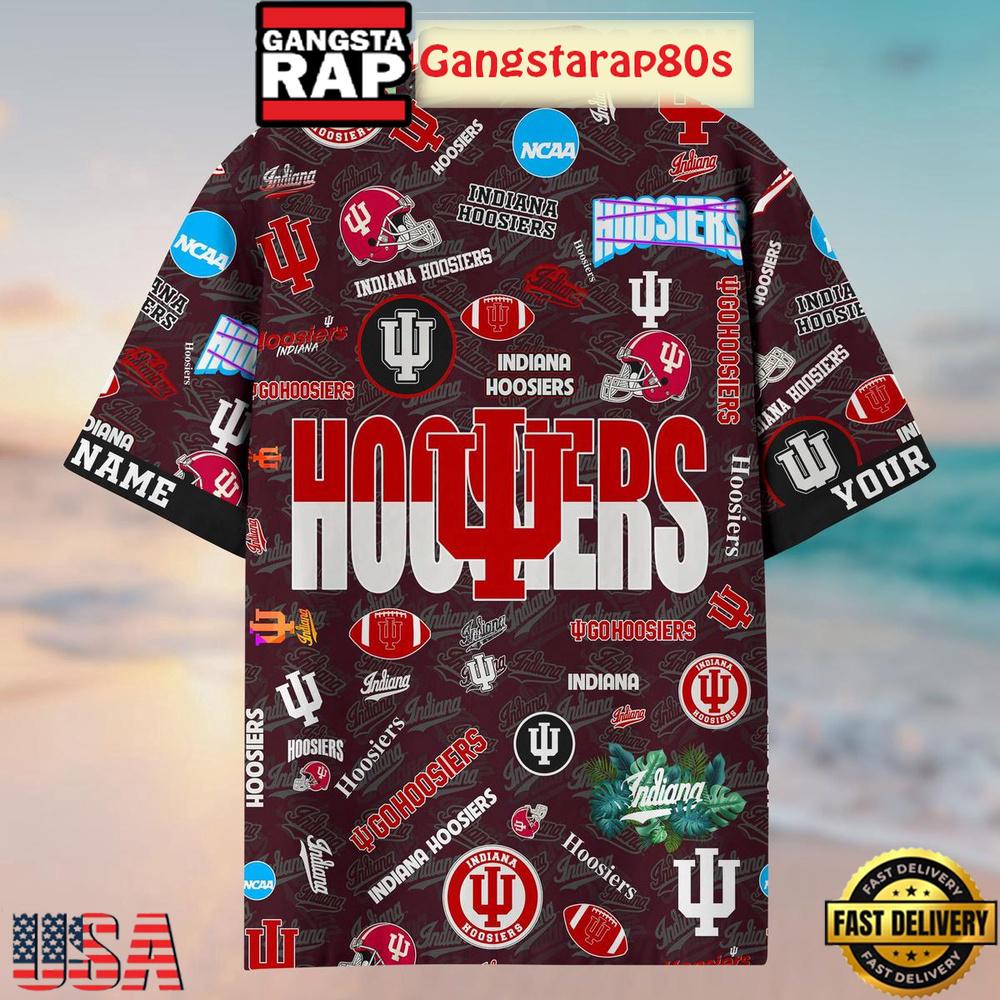 Indiana Hoosiers Solgan Go Hoosiers True Fan Spirit Custom Name Aloha Hawaiian Shirt Indiana Hoosiers Solgan Go Hoosiers True Fan Spirit Custom Name Aloha Hawaiian Shirt