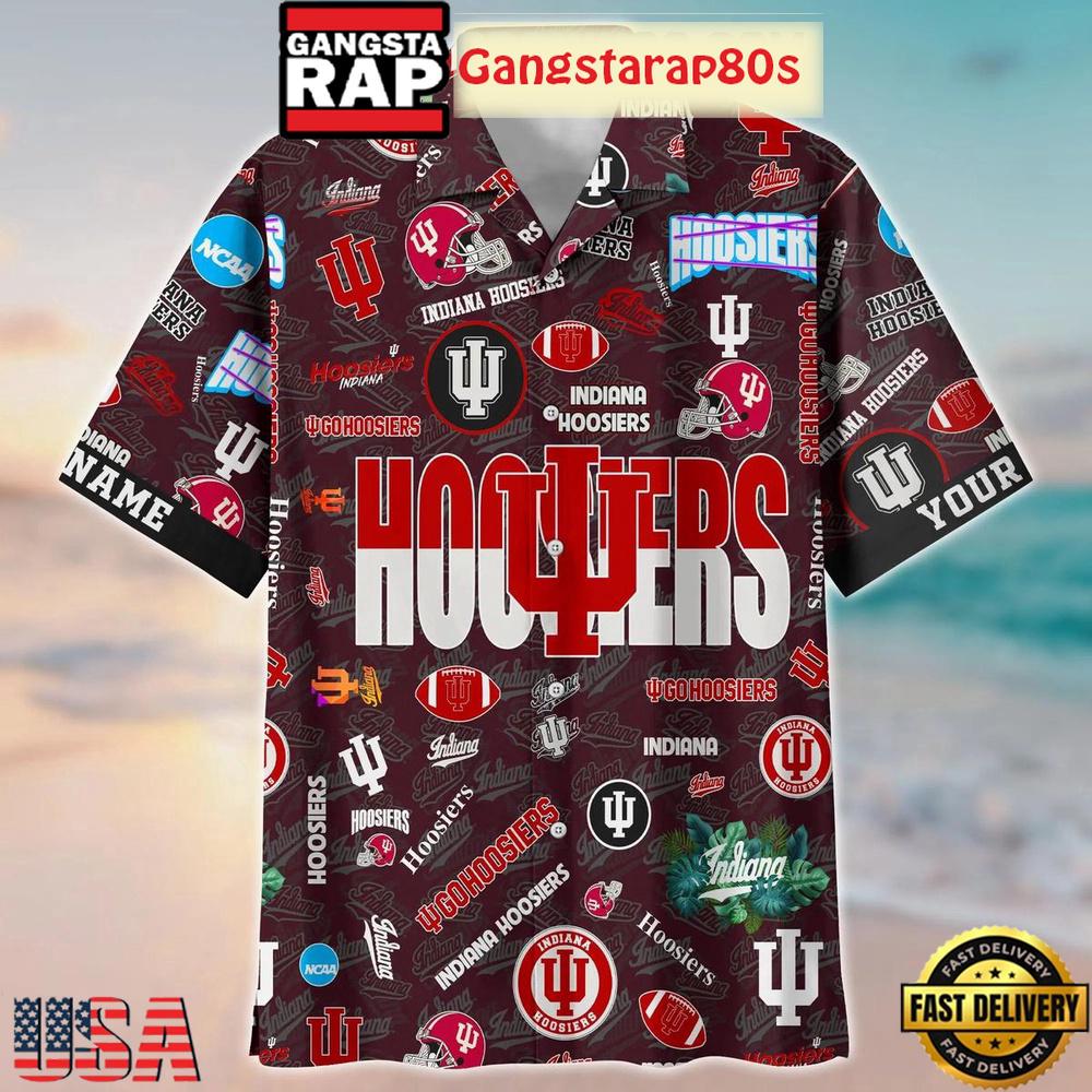 Indiana Hoosiers Solgan Go Hoosiers True Fan Spirit Custom Name Aloha Hawaiian Shirt Indiana Hoosiers Solgan Go Hoosiers True Fan Spirit Custom Name Aloha Hawaiian Shirt
