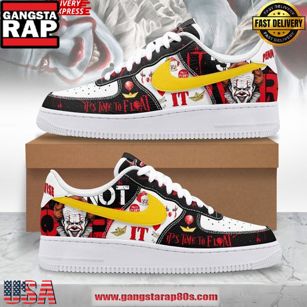 IT Pennywise Time to Float Limited Edition Air Force 1 Running Sneakers Shoes IT Pennywise Time to Float Limited Edition Air Force 1 Running Sneakers Shoes