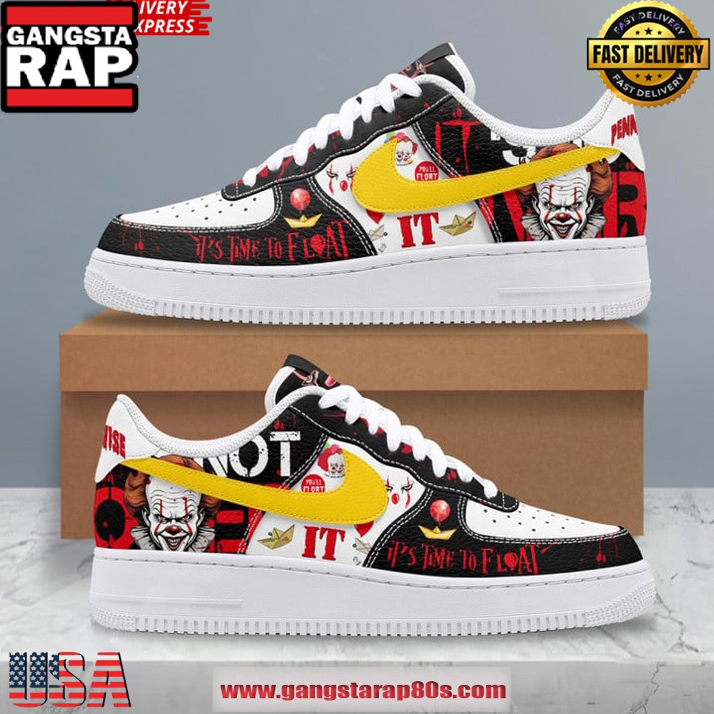 IT Pennywise Time to Float Limited Edition Air Force 1 Running Sneakers Shoes IT Pennywise Time to Float Limited Edition Air Force 1 Running Sneakers Shoes