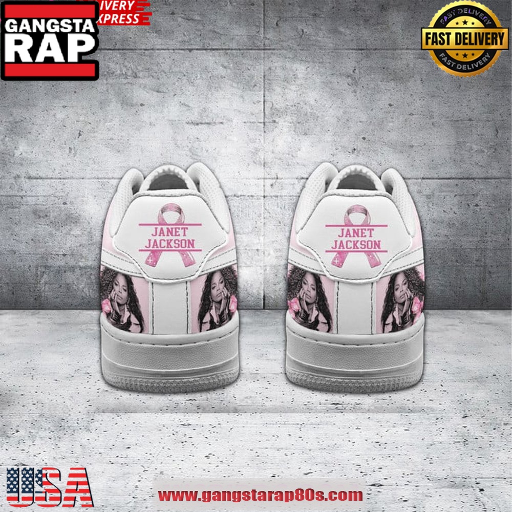 Janet Jackson Breast Cancer Awareness Air Force 1 Running Sneakers Shoes Janet Jackson Breast Cancer Awareness Air Force 1 Running Sneakers Shoes