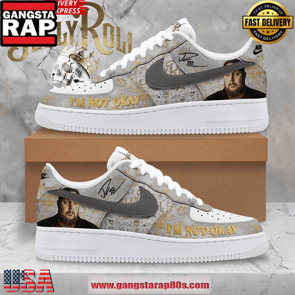 Jelly Roll I’m Not Okay Limited Edition Air Force 1 Running Sneakers Shoes
