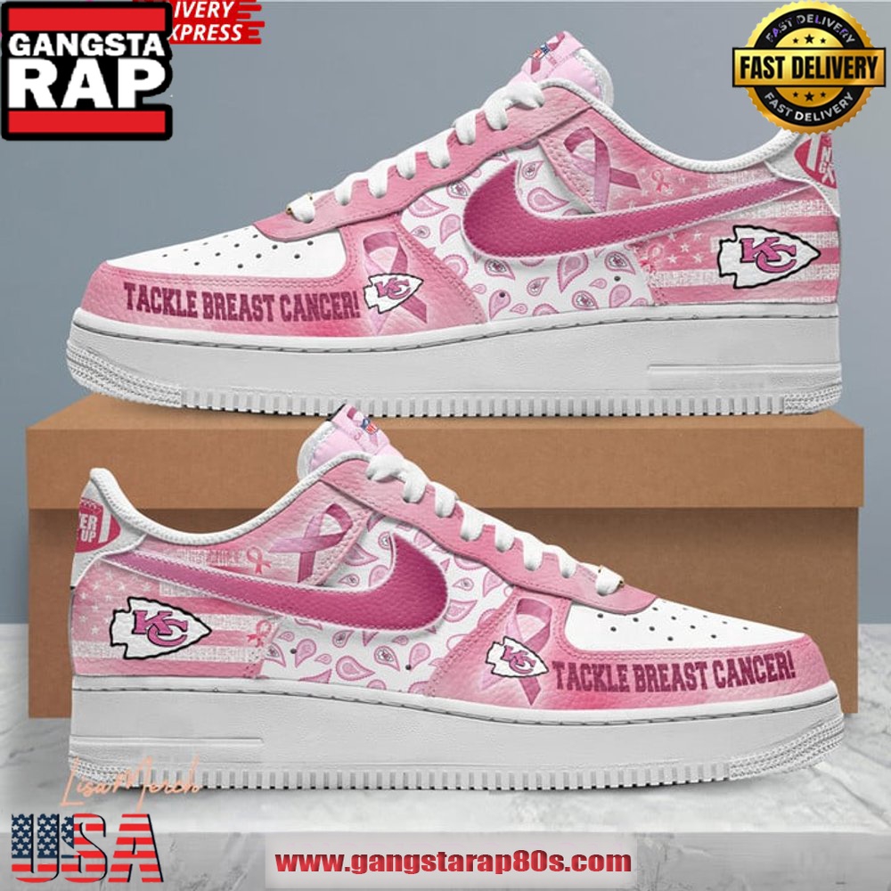 Kansas City Chiefs Tackle Breast Cancer Air Force 1 Running Sneakers Shoes