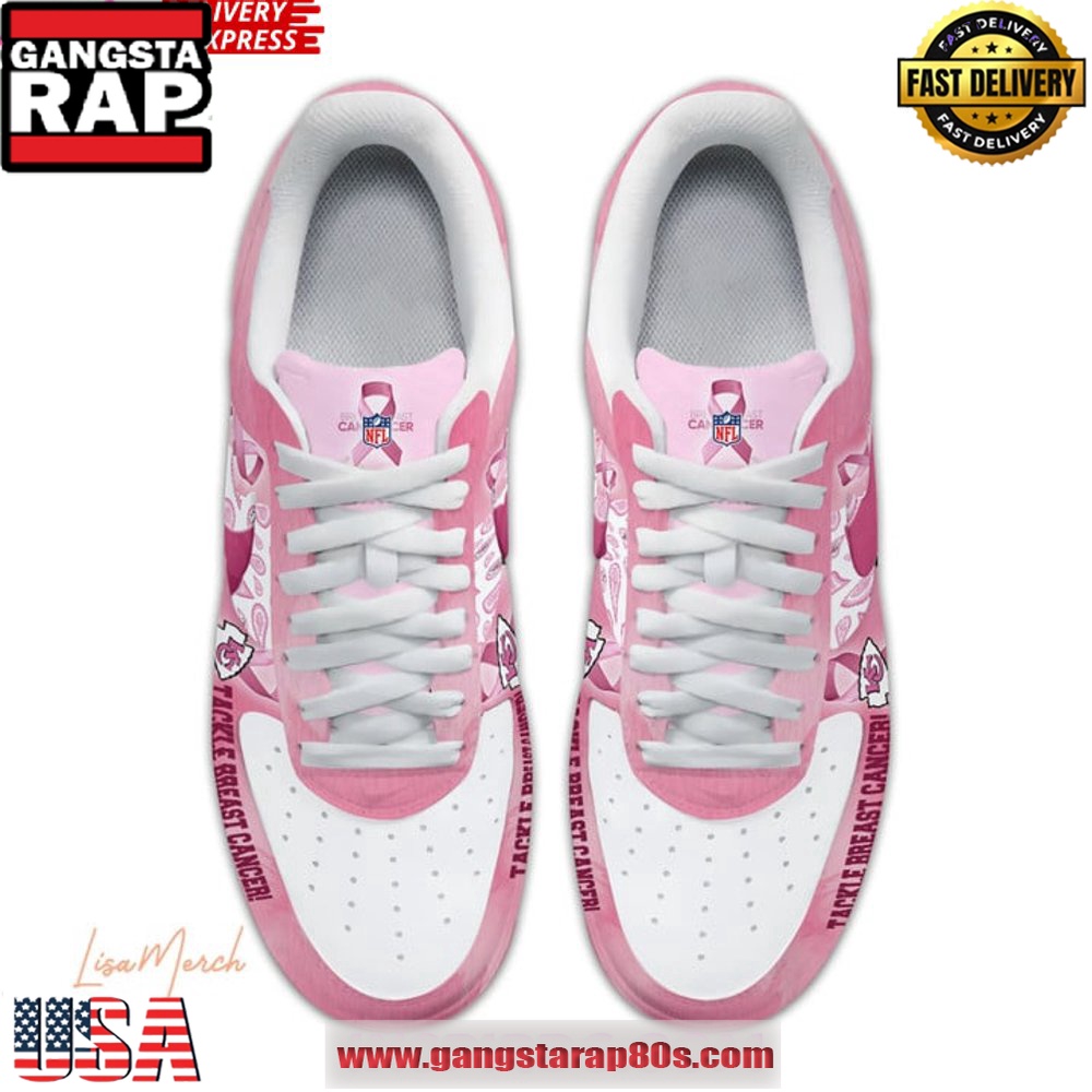 Kansas City Chiefs Tackle Breast Cancer Air Force 1 Running Sneakers Shoes Kansas City Chiefs Tackle Breast Cancer Air Force 1 Running Sneakers Shoes