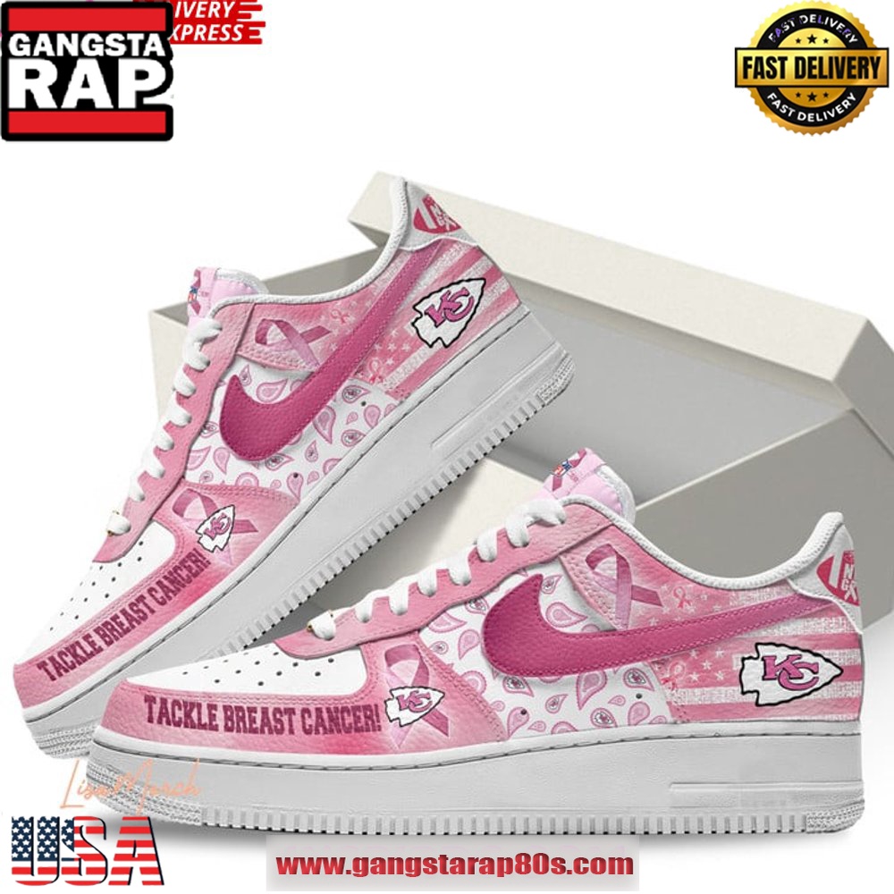Kansas City Chiefs Tackle Breast Cancer Air Force 1 Running Sneakers Shoes Kansas City Chiefs Tackle Breast Cancer Air Force 1 Running Sneakers Shoes