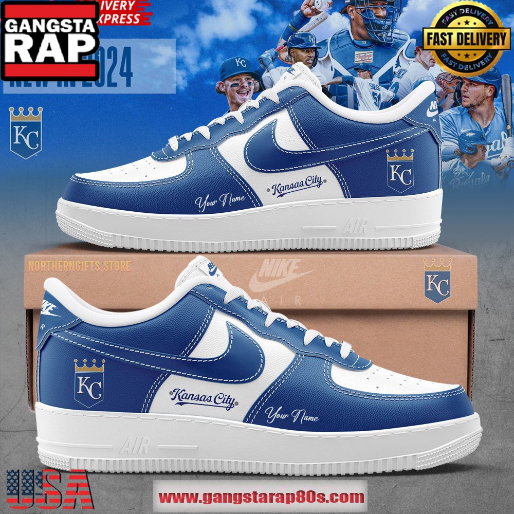 Kansas City Royals Custom Nike Air Force 1 Running Sneakers Shoes