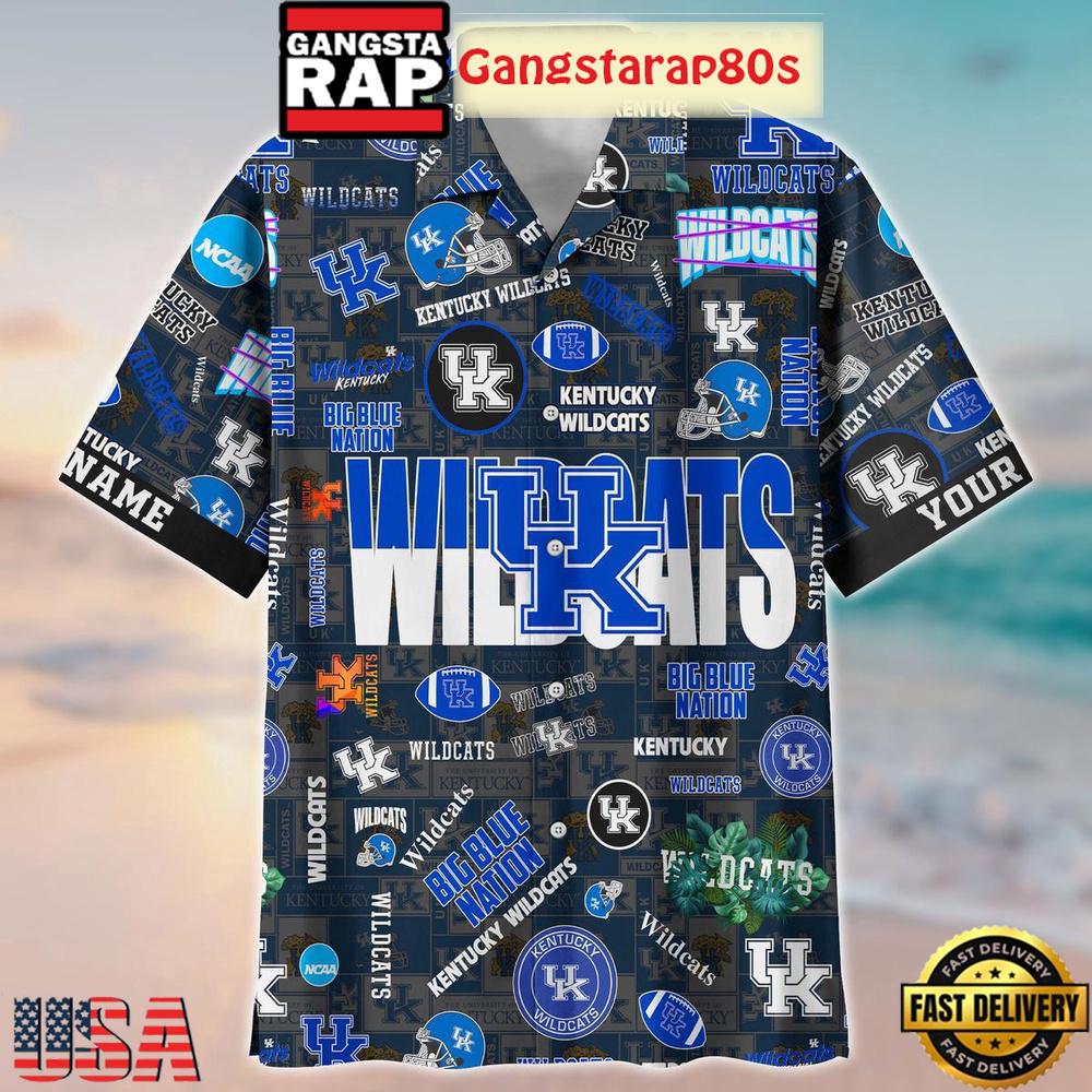 Kentucky Wildcats Solgan Big Blue Nation True Fan Spirit Custom Name Aloha Hawaiian Shirt