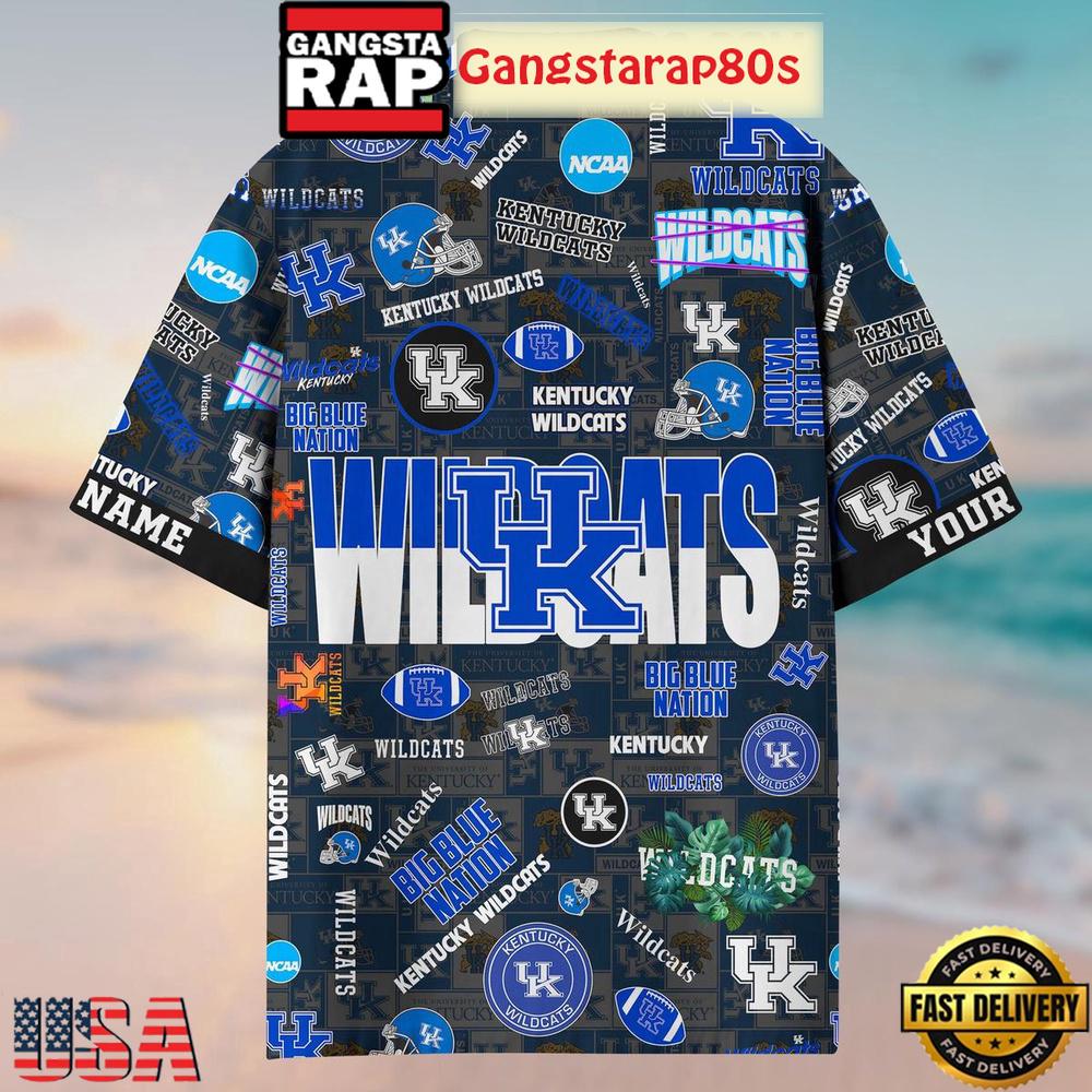 Kentucky Wildcats Solgan Big Blue Nation True Fan Spirit Custom Name Aloha Hawaiian Shirt