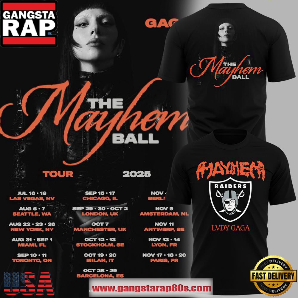 Lady Gaga Las Vegas Raiders The Mayhem Ball Tour 2025 Unisex T Shirt