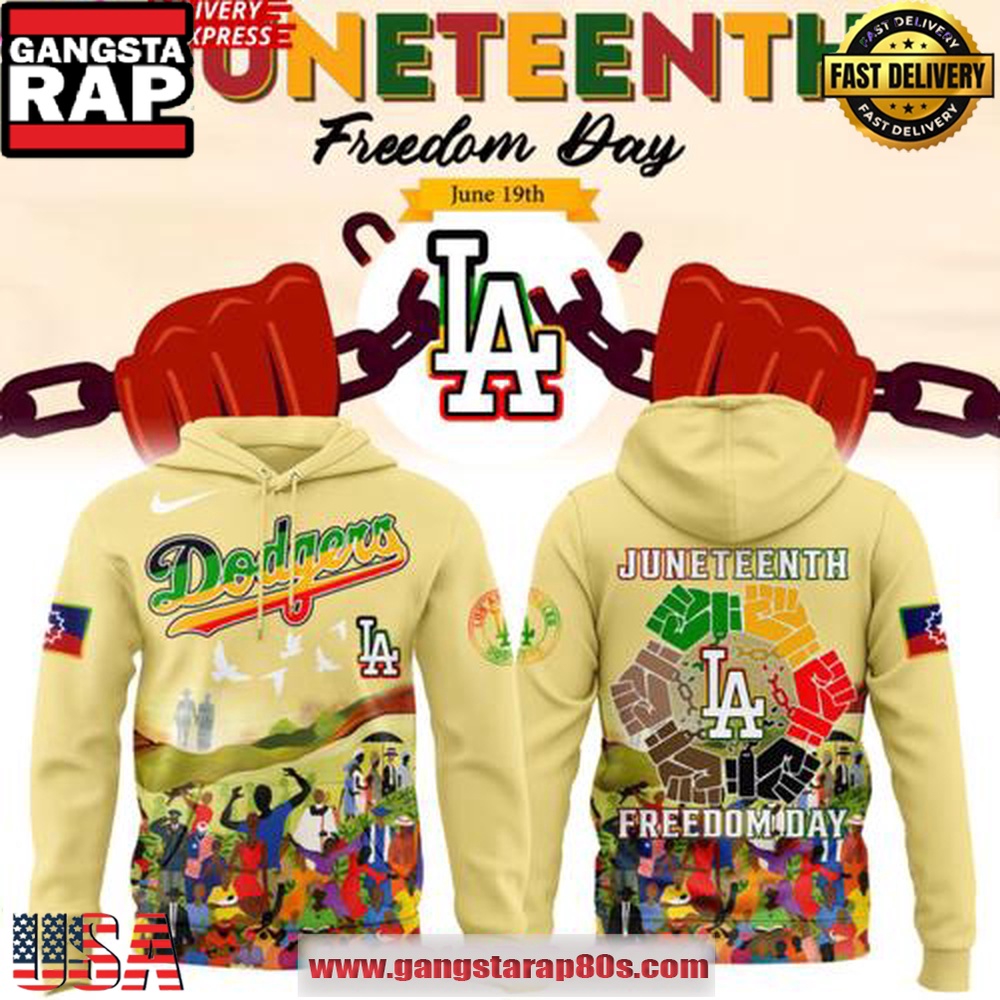 Los Angeles Dodgers Juneteenth Freedom Day 2025 Unisex Hoodie Los Angeles Dodgers Juneteenth Freedom Day 2025 Unisex Hoodie