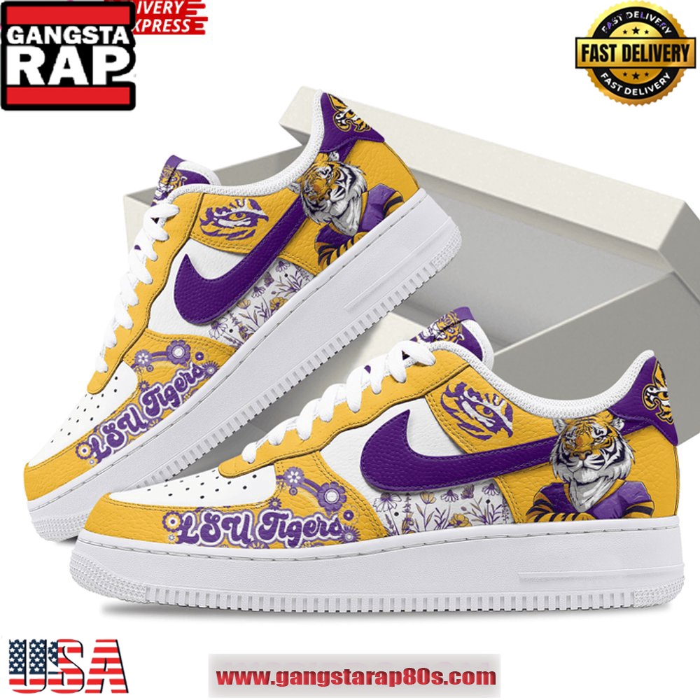 LSU Tigers Pride Limited Edition Nike Air Force 1 Running Sneakers Shoes