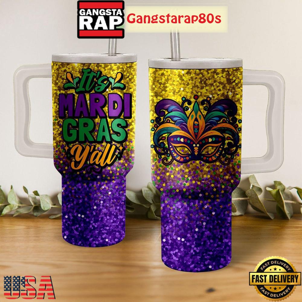 Mardi Gras Festival Fan Tumbler Cup 40oz Mardi Gras Festival Fan Tumbler Cup 40oz