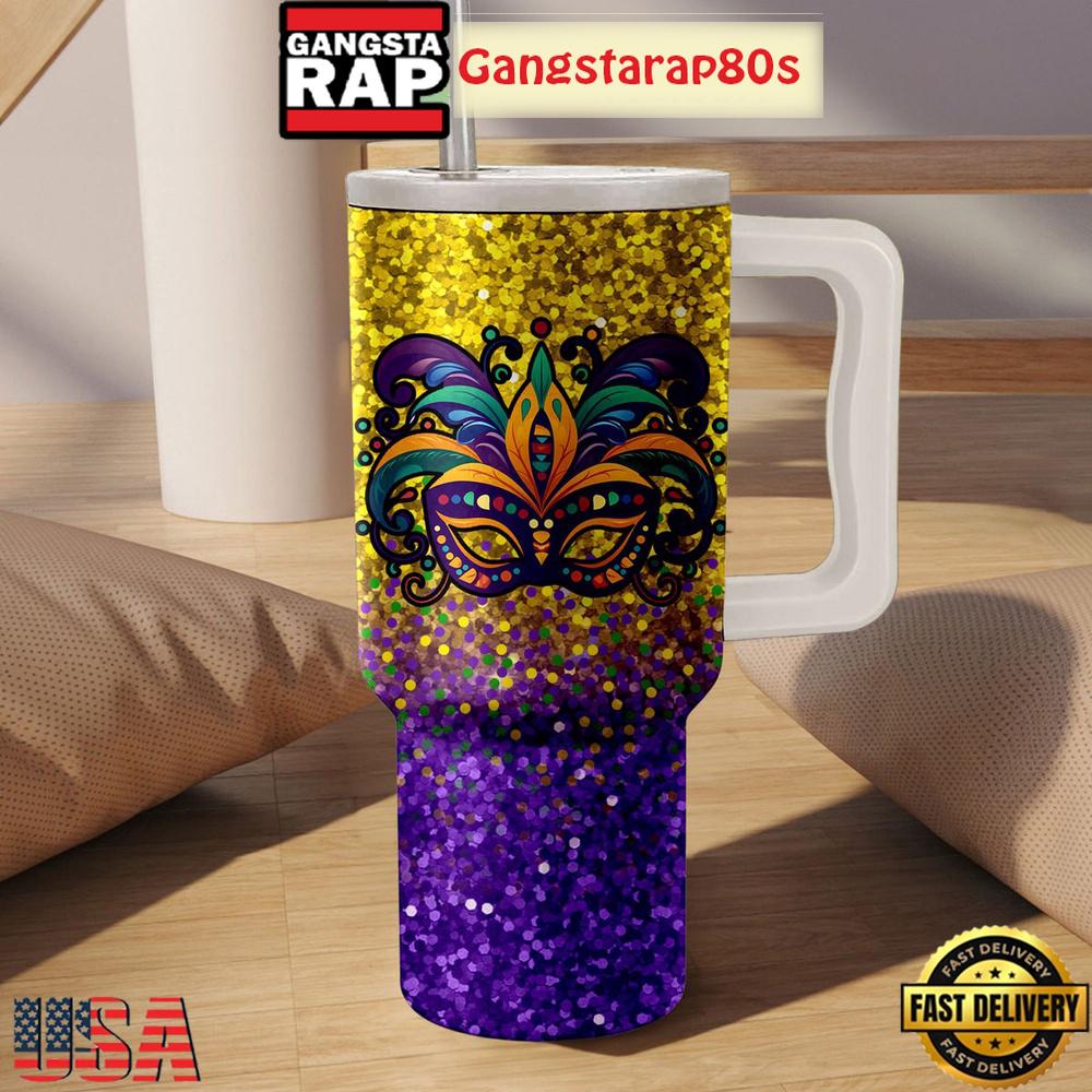 Mardi Gras Festival Fan Tumbler Cup 40oz Mardi Gras Festival Fan Tumbler Cup 40oz