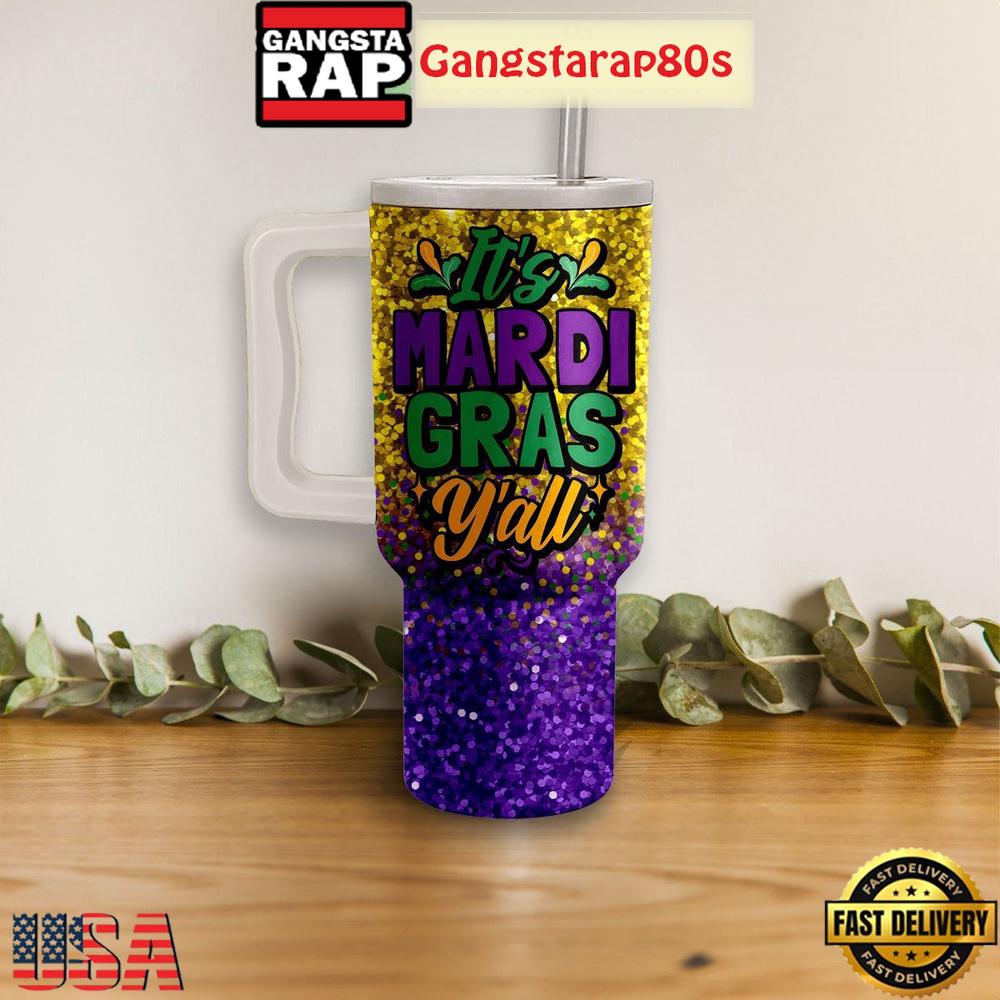Mardi Gras Festival Fan Tumbler Cup 40oz Mardi Gras Festival Fan Tumbler Cup 40oz